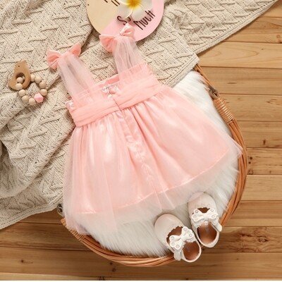 Girls Peach Tulle Formal Dress