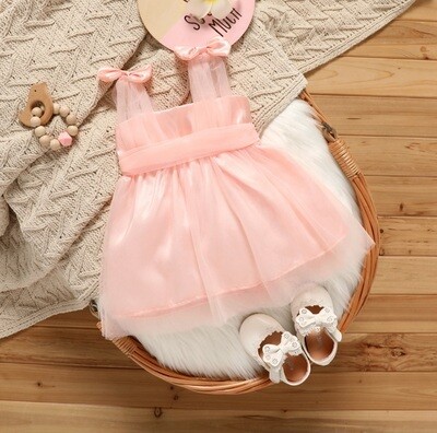 Girls Peach Tulle Formal Dress