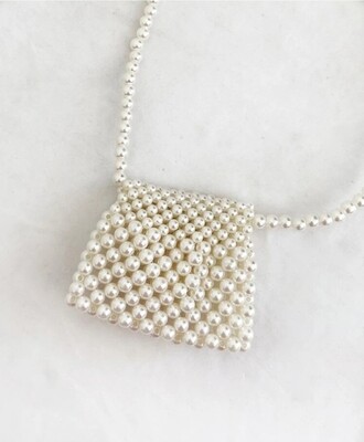 Girls Faux Allover Pearl Handbag