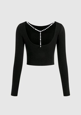 Pearl Detail Backless Tee