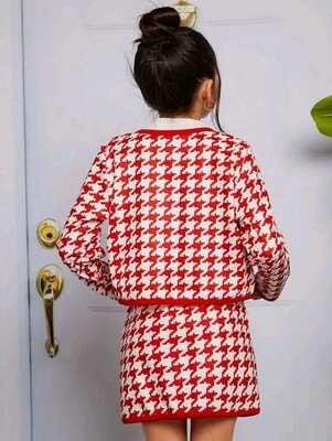 Girls Red and White Houndstooth Set