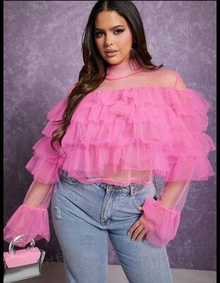 Ladies Pink Ruffle Top for hire