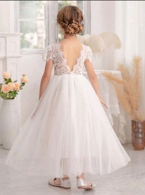 Girls Bridal Lace and Mesh Occasion Dress Rental