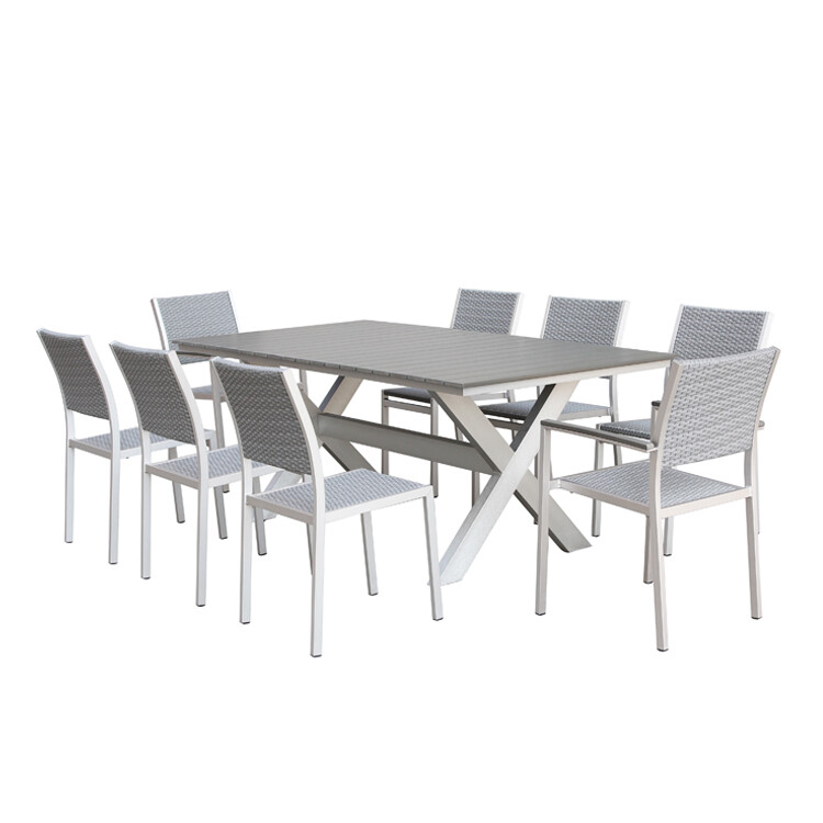 GARTENESSTISCH SET INKL. 8 RATTANSTÜHLE