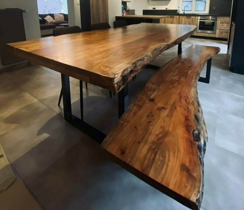 MASSIVHOLZTISCH BAUMKANTE AKAZIE 200x100cm