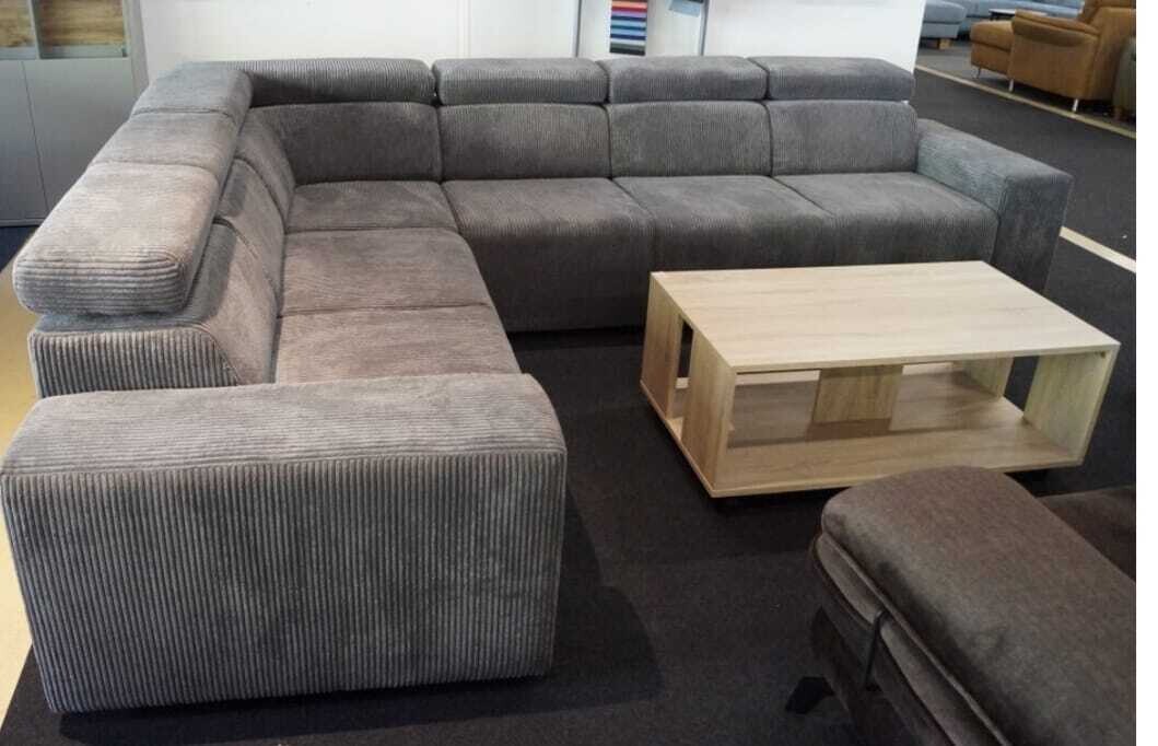 ECKSOFA &quot;EVITA&quot;  BEIDSEITIG MONTIERBAR  SAMTCORD grau