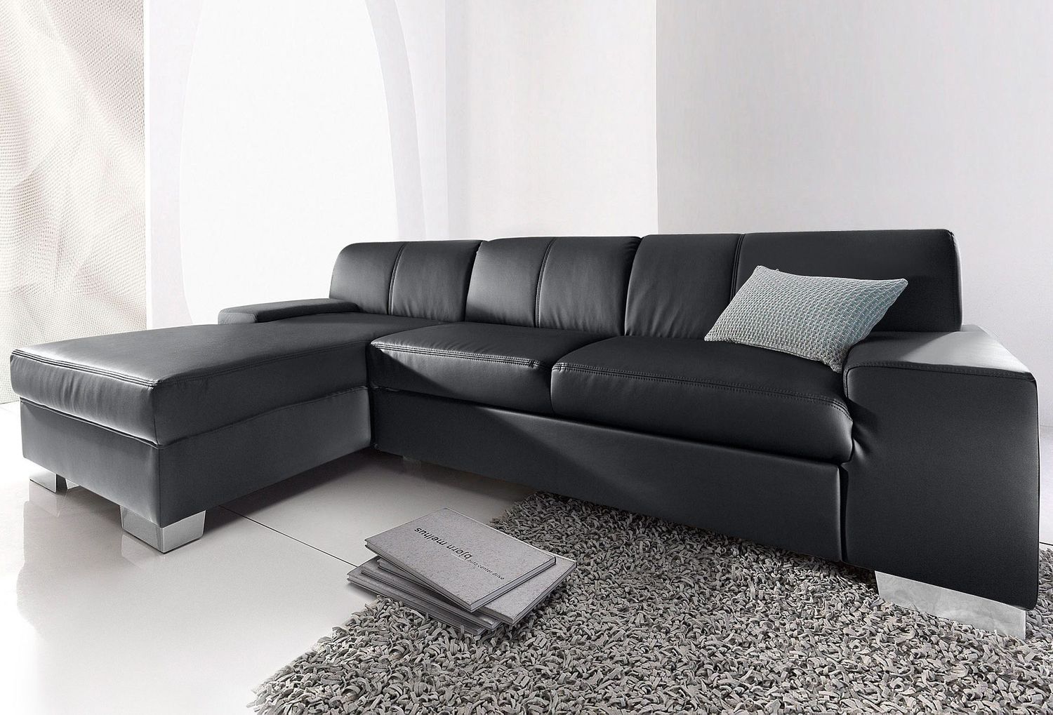 ECKSOFA &quot;STAR&quot; VON DOMO COLLECTION KUNSTLEDER SOFTLUX schwarz
