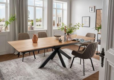 Esstisch Massivholz Eiche Schweizer Kante ausziehbar 200cm - 285cm