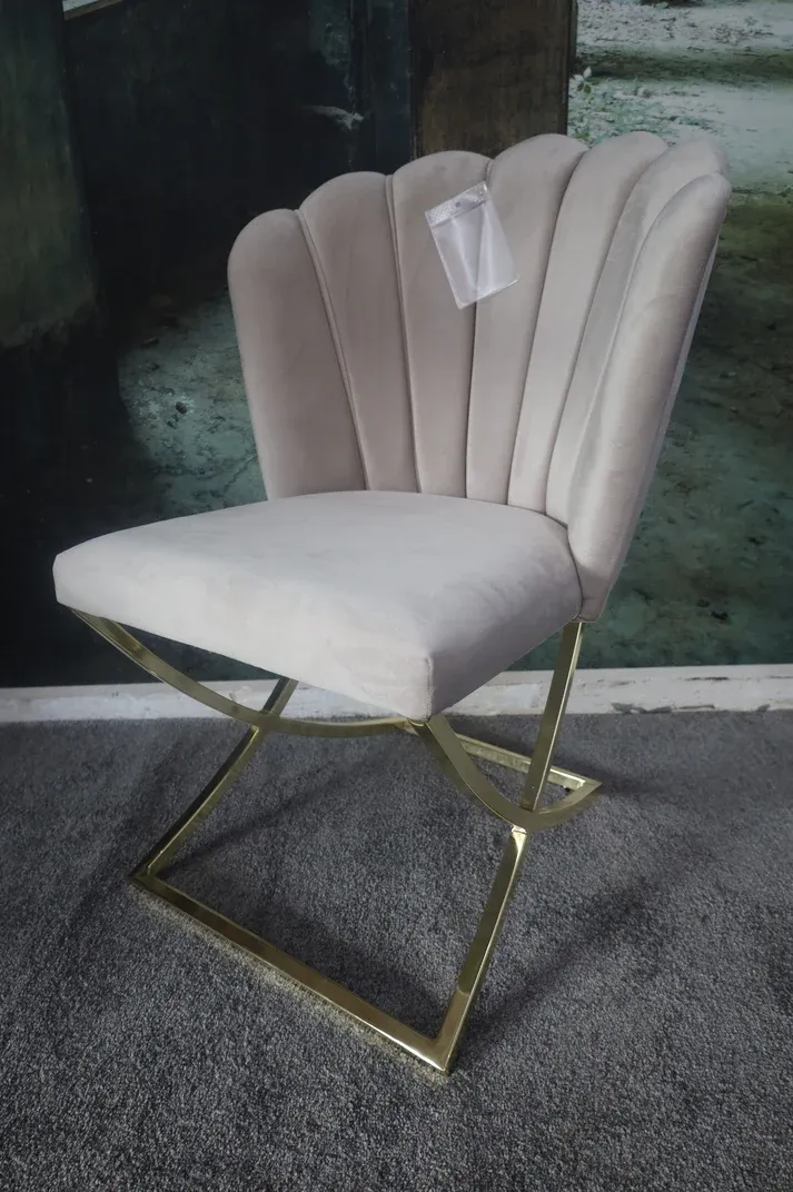 ESSZIMMERSTUHL SAMT CREME GOLDGESTELL
