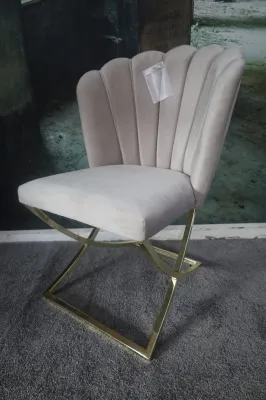 ESSZIMMERSTUHL SAMT CREME GOLDGESTELL