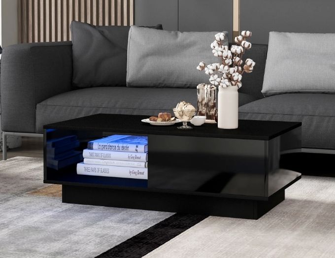 COUCHTISCH schwarz mit LED BELEUCHTUNG