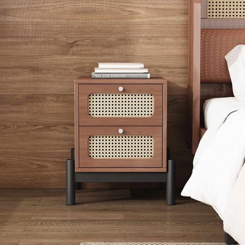 HOLZ RATTAN NACHTTISCH