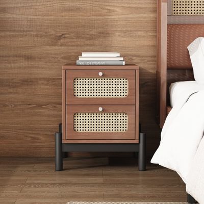 HOLZ RATTAN NACHTTISCH