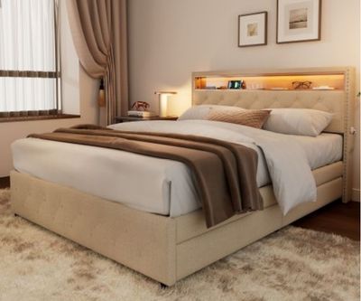 POLSTERBETT 140cm mit LED LICHT