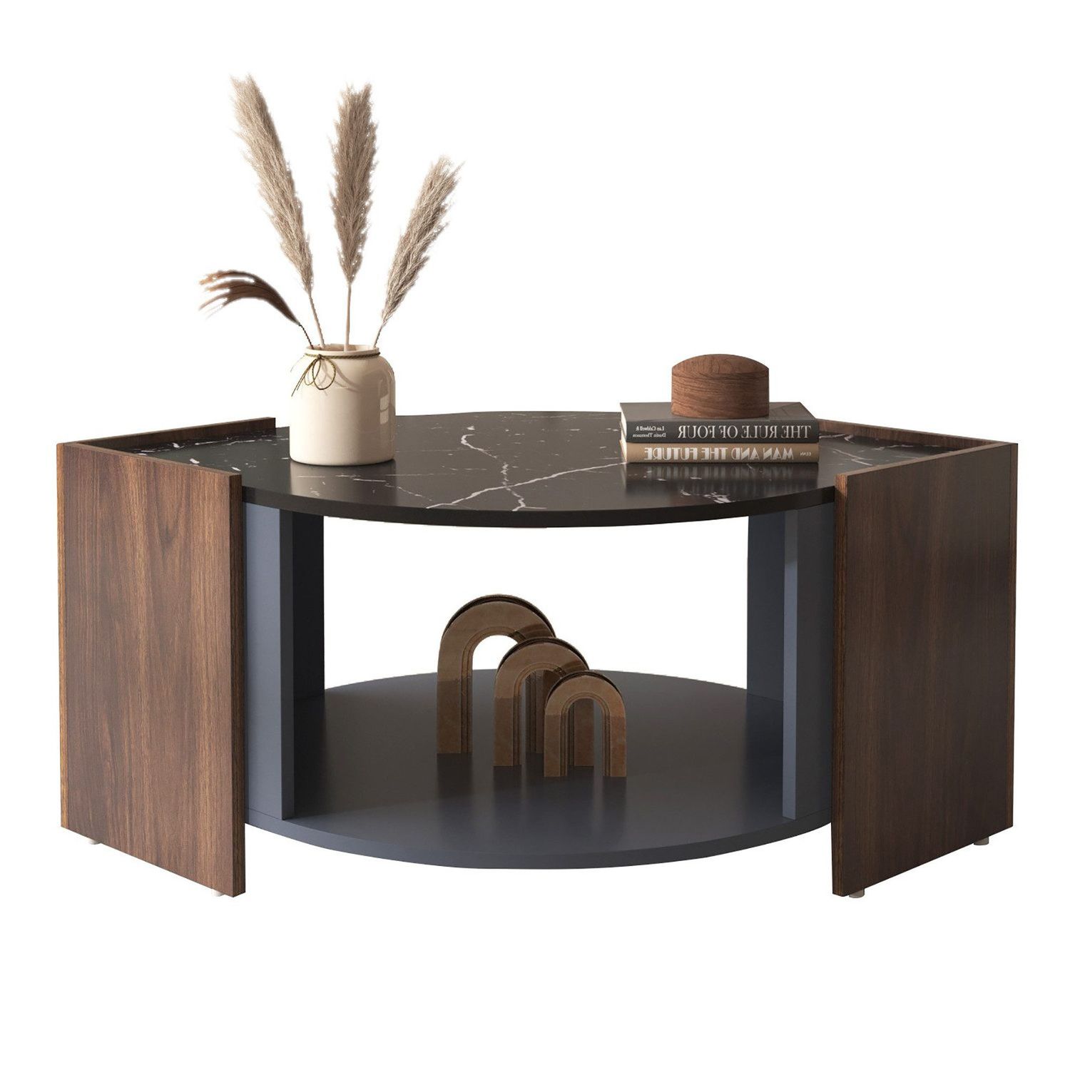 COUCHTISCH  MARMOROPTIK SCHWARZ