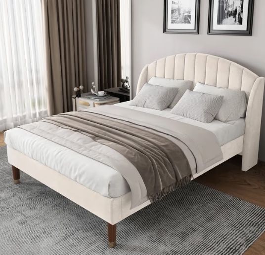 POLSTERBETT SAMT crème 140cm