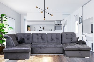 WOHNLANDSCHAFT &quot;NEBRASKA&quot; mit BETTFUNKTION &amp; STAURAUM anthrazit