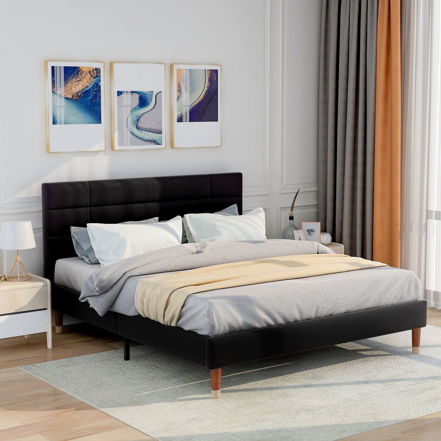 POLSTERBETT 140cm schwarz