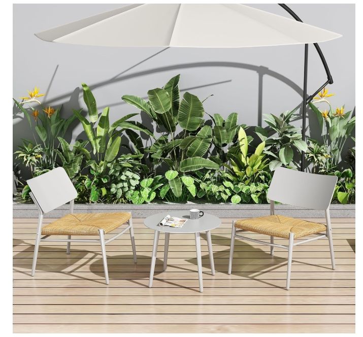 Gartenmöbel Set 2-Personen, Outdoor Balkonmöbel Set mit 2 Stühlen &amp; PE-Rattan Terrassenmöbel aus Aluminium, für Balkon Terrasse,.