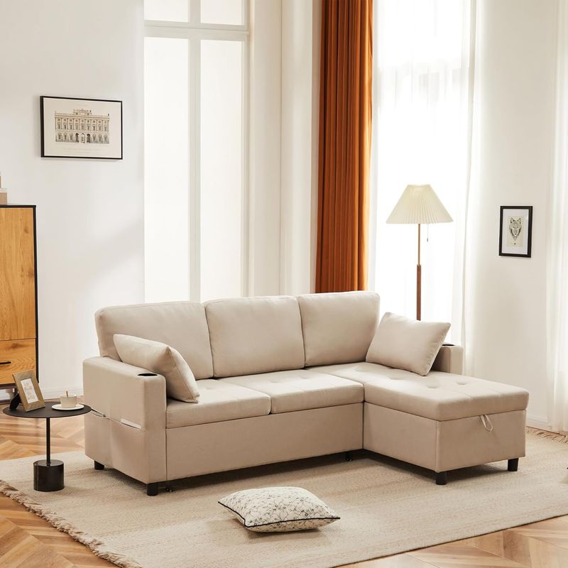 Schlafsofa mit Schlaffunktion, L-förmiges Sofa, Moderne Design-Polstermöbel