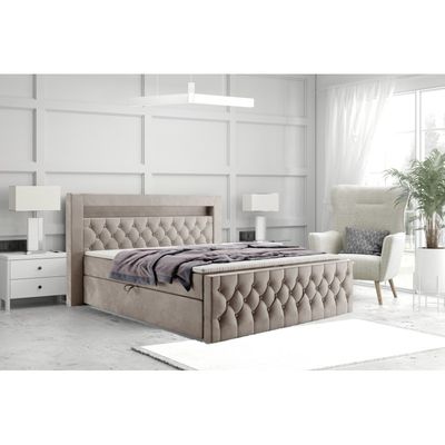 Boxspringbett 160x200 H3 royal mit Bettkasten &amp;LED