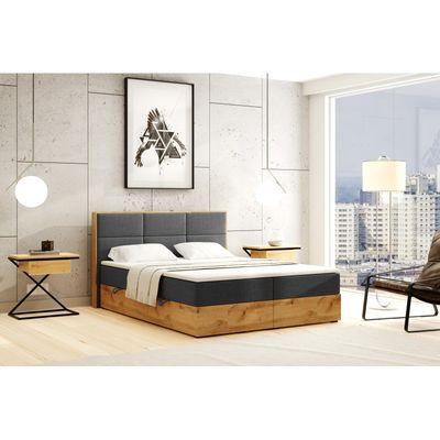 Boxspringbett LOLY  aus Holz mit Bettkasten,200x200 H3 Matratze &amp; Topper