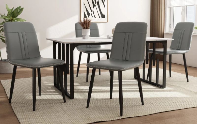 ESSZIMMERSTUHL GRAU GEPOLSTERT