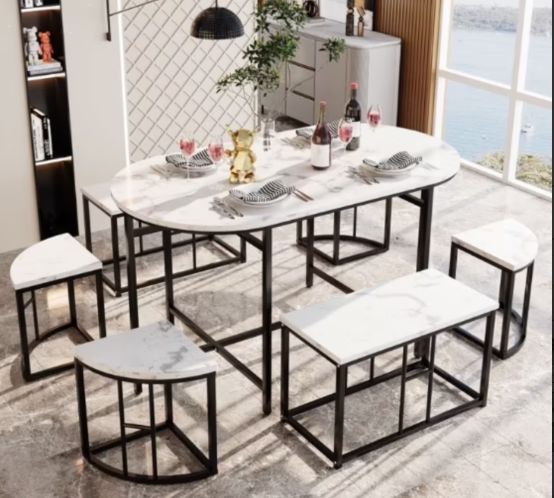 ESSGRUPPE TISCH SET 7-TEILIG