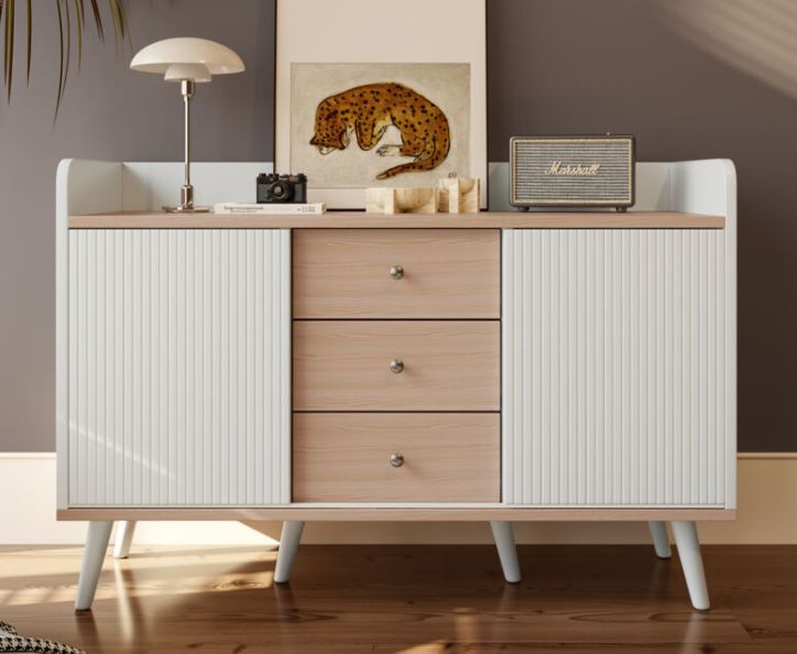 STILVOLLES SIDEBOARD 117x80x40cm weiss/holzfarben