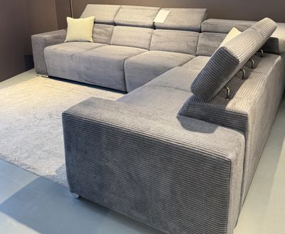 ECKSOFA "EVITA"  BEIDSEITIG MONTIERBAR  SAMTCORD grau ECKSOFA "EVITA"  BEIDSEITIG MONTIERBAR  SAMTCORD grau