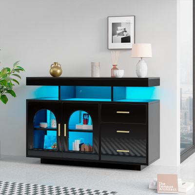 SIDEBOARD / KOMMODE mit LED-LICHT schwarz SIDEBOARD / KOMMODE mit LED-LICHT schwarz