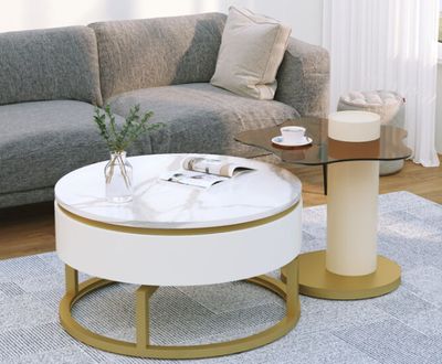 COUCHTISCH SET drehbar MARMOROPTIK