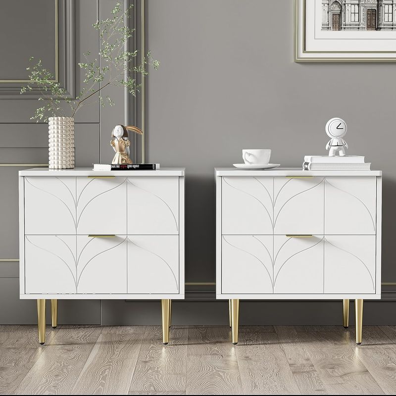 2-er SET NACHTTISCH in WEISS mit SCHUBLADEN 2-er SET NACHTTISCH in WEISS mit SCHUBLADEN