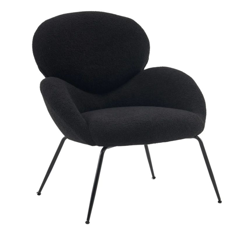 SESSEL in TEDDY-SAMTSTOFF schwarz