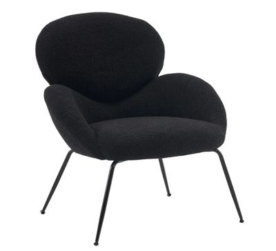 SESSEL in TEDDY-SAMTSTOFF schwarz