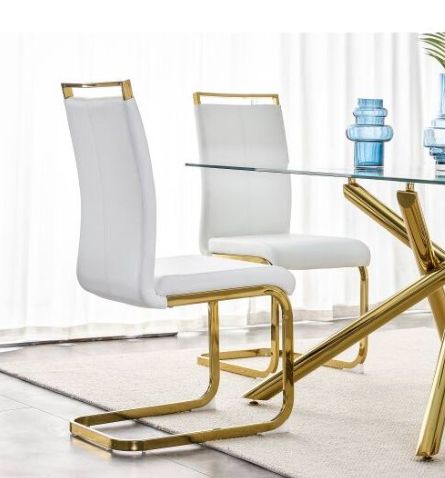 4-er SET FREISCHWINGER PU-LEDER weiss golden