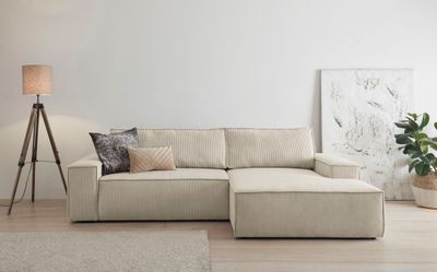 ECKSOFA "NIZZA" links/rechts montierbar SAMTCORD CREME