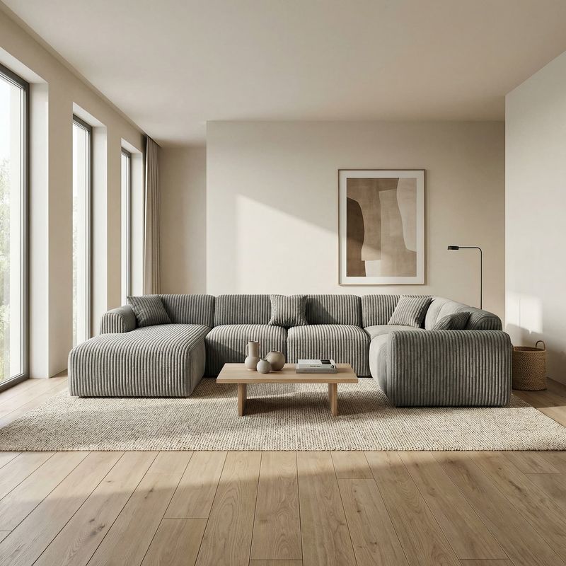 XL WOHNLANDSCHAFT "TAMARA" SAMTKORD GRAU XL WOHNLANDSCHAFT "TAMARA" SAMTKORD GRAU