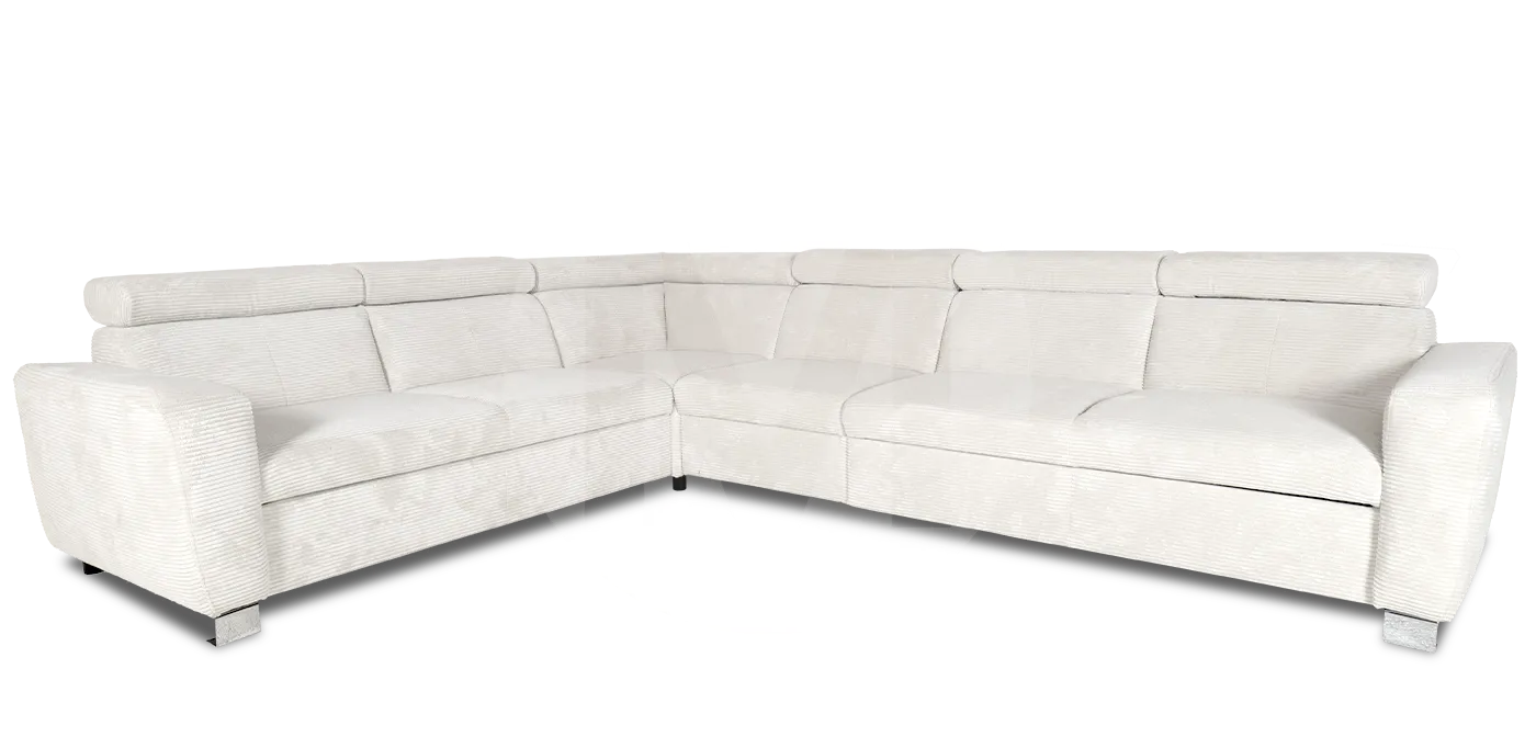 ECKSOFA "FEWA"  links/rechts  montierbar  MIT BETTFUNKTION  SAMTKORD CREME
