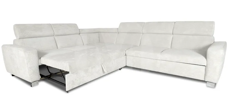 ECKSOFA "FEWA"  links/rechts  montierbar  MIT BETTFUNKTION  SAMTKORD CREME