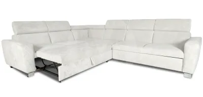ECKSOFA "FEWA"  links/rechts  montierbar  MIT BETTFUNKTION  SAMTKORD CREME