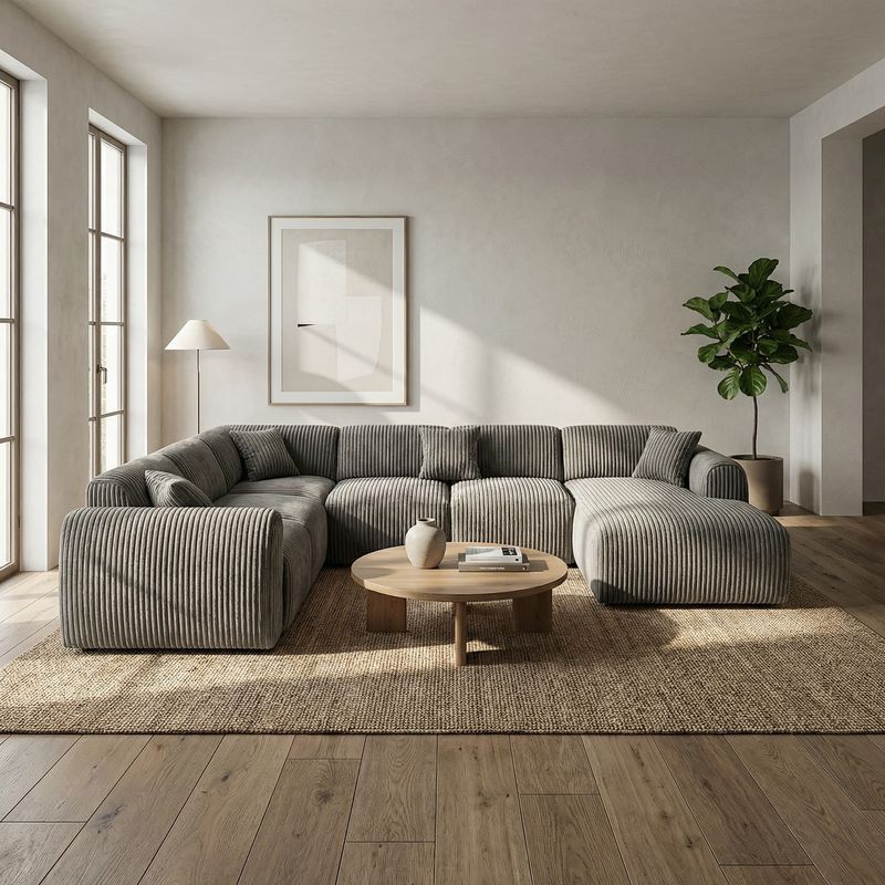 XL WOHNLANDSCHAFT "TAMARA" SAMTKORD GRAU XL WOHNLANDSCHAFT "TAMARA" SAMTKORD GRAU