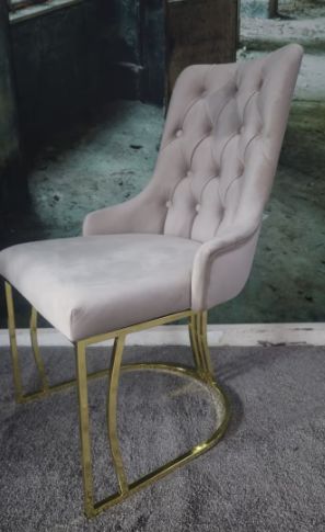 6-er SET ESSZIMMERSTUHL SAMT BEIGE CHROMGESTELL GOLD 6-er SET ESSZIMMERSTUHL SAMT BEIGE CHROMGESTELL GOLD