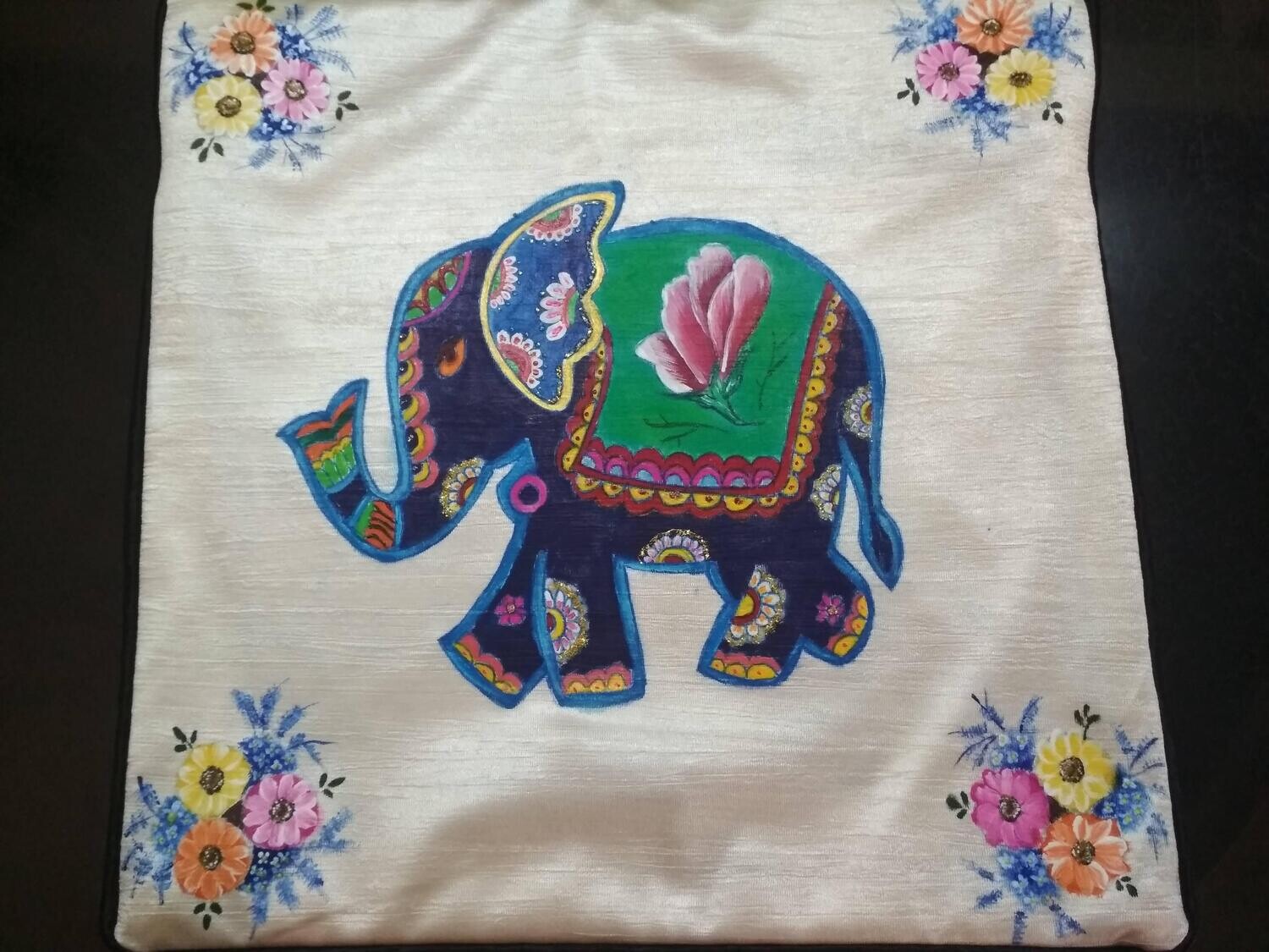 Hand Painted Cushion Cover White