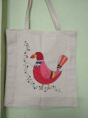 Hand Painted Cotton Bag White