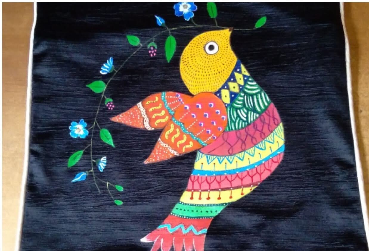 Hand painted cushion cover black/color