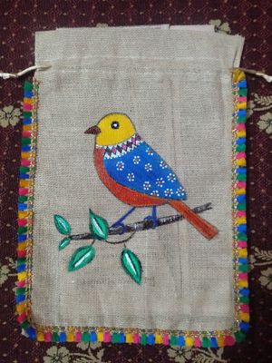 Hand Painted Jute Potli Bag