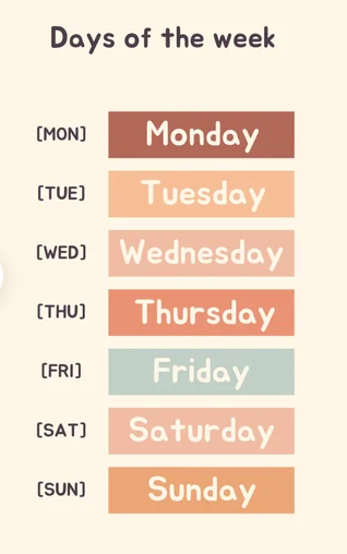 Wall Posters - Days of the week A0