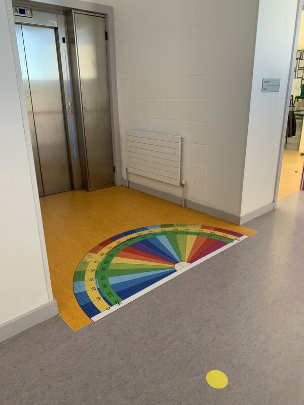 Floor Vinyl Stickers: Colourful Floor Vinyl Protractor stickers 180 Degrees
