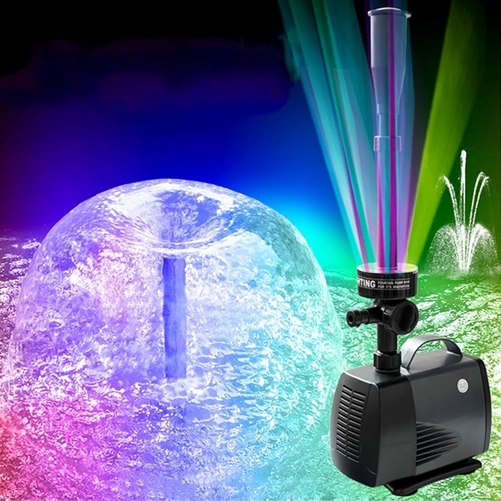 نافورة مع انارة ليد ملون للبرك 2000لتر/ساعة